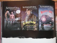 Photos de 4 posters des couvertures de livres de Chuck présents dans le livre The Essential Supernatural : On the road with Sam and Dean Winchester", livre autour de la série Supernatural